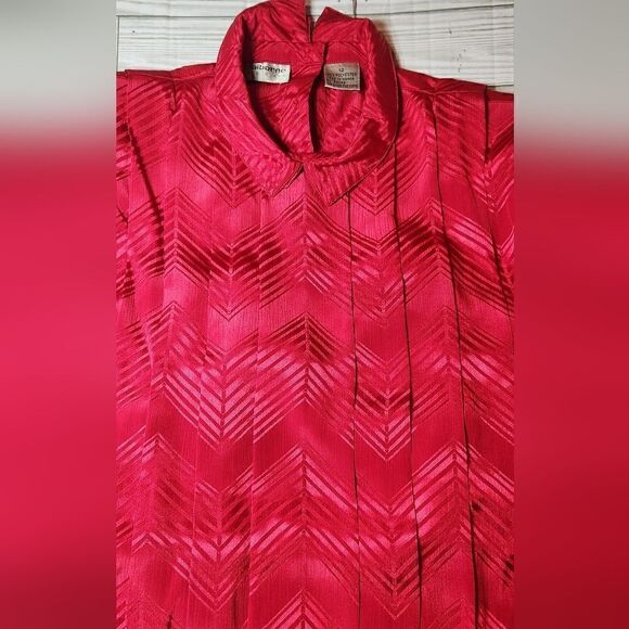 Liz Claiborne Lipstick Red Jacquard 80's Vintage Dress size 12 - Picture 11 of 14
